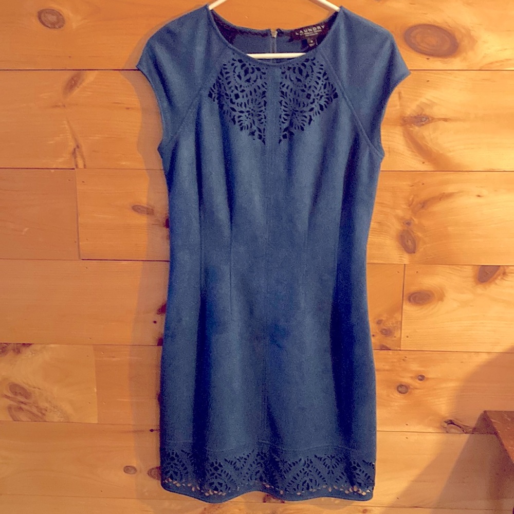 Blue suede dress